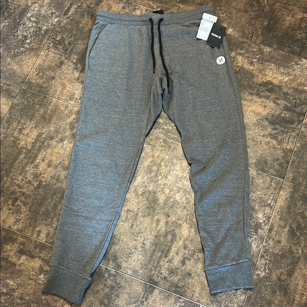 Hurley Gray Sweatpants Elastic Cuffs Drawstring Waist